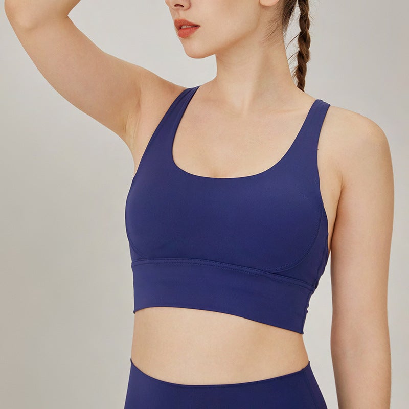 Sports Fitness Underwear Running Shock Absorption Sports Bra Cross Back Naked Yoga Vest Bra - Image 4