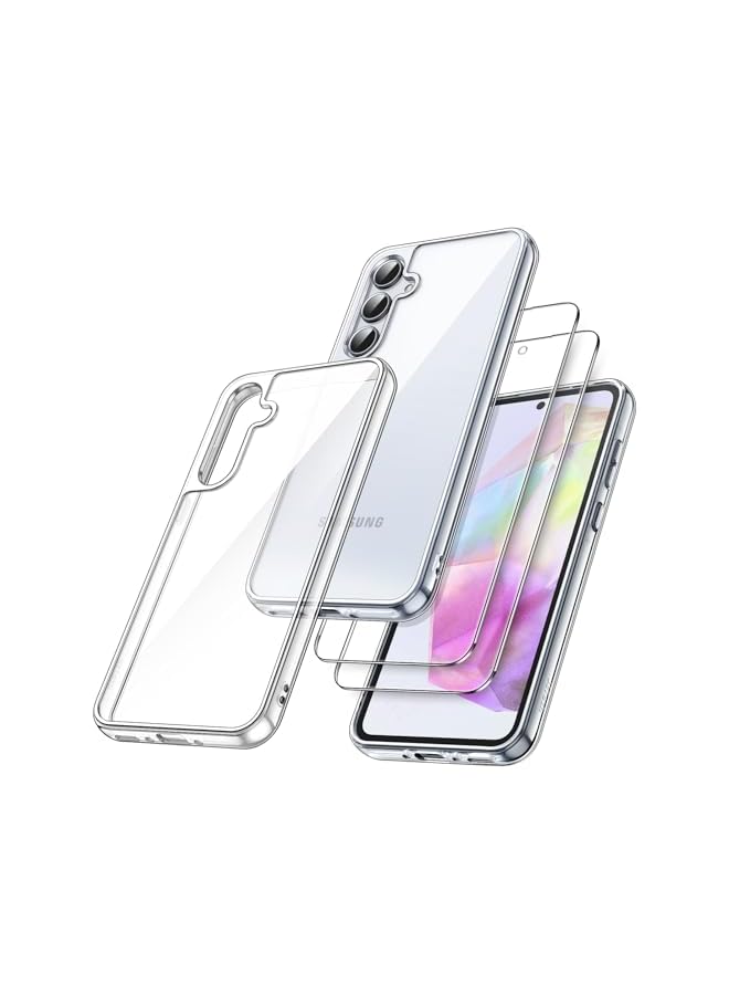 Jetech 3 in 1 Case for Samsung Galaxy A35 5G, with 2-Pack Screen Protector, Tempered Glass Film, Shockproof Bumper Phone Protective Cover Clear Back (Clear) - Image 1