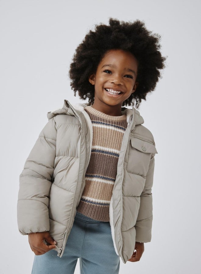The Children's Place,Baby Boys,and Toddler Water and Wind Resistant Hooded Zip Front Puffer Jacket, Faux Fur Lined,Chinchilla,3 Years - Image 5