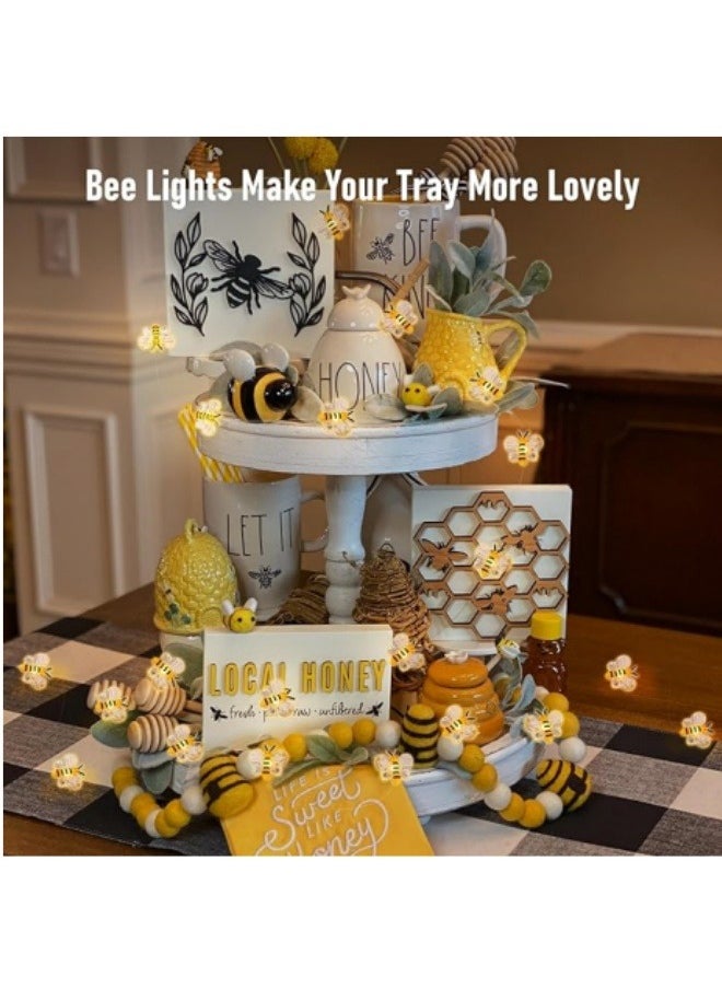 ViveLifDeco Bee Lights Decor, 6.6ft 20 LEDs Cute Battery Operated Bee String Fairy Lights, Honey Bee Gifts Women Girls, Bee Decorations String Lights for Bedroom Plants Patios Party Wedding Party  - Image 4