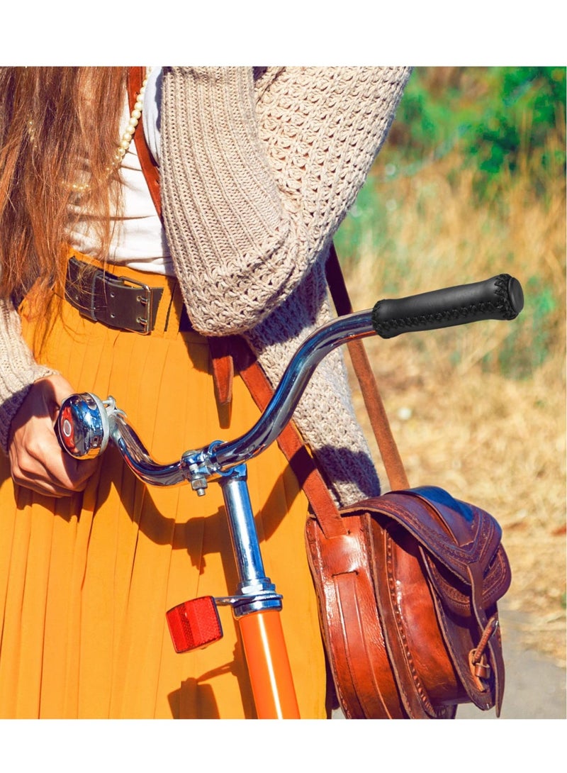 Excefore Cruiser Bike Handlebar Grips, Anti-Slip & Comfortable Black Vinyl Leather Grips in 13.5cm with Hand-Stitched Seam for 22.2mm (7/8") Beach Cruiser Bicycle Handlebar for Woman & Man - Image 5