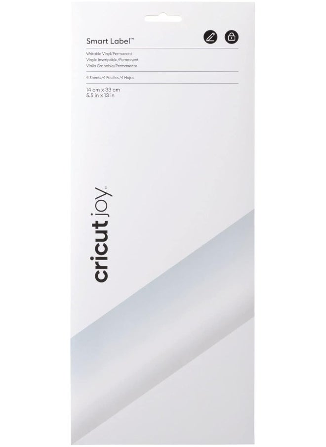 Cricut - Joy Smart Label Writeable Vinyl Permanent  Transparent  33Cm (13")  4xSelf Adhesive Vinyl Sheets  For Use With Joy - Image 1