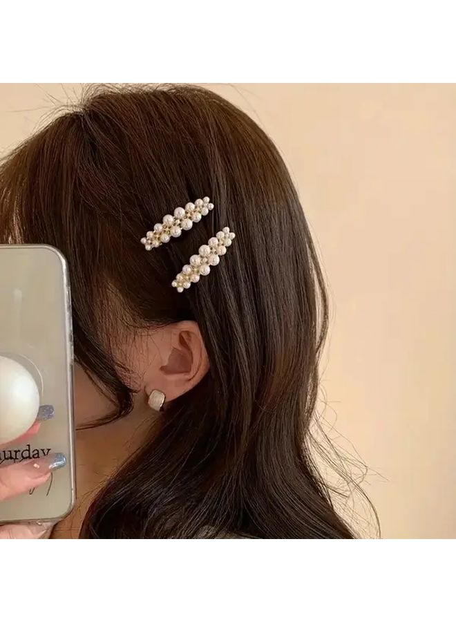1pc Korean Style Golden Bead Side Hair Clip Elegant Minimalist Hairclip For Curly Hair Ponytails Updo Hairpin Women - Image 1