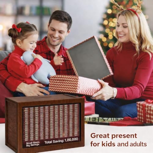 PulGos Wooden Money Saving Box with Marker | 1 Lakh (₹1,00,000) Goal Piggy Bank for Kids & Adults | Savings Tracker Gullak | Coin & Cash Deposit Wooden Money Bank | Money Milestone Box - Image 5