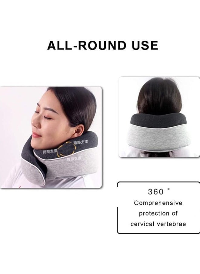 Arabest Travel Pillow Pure Memory Foam Pillow for Airplanes&Car Soft Full Neck Chin Support Best Surround Adjustable Pillow Sleep Travel (Grey）  - Image 2