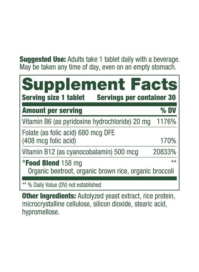 MegaFood Vegan B12 - Daily Multivitamin Supplement with Vitamin B12, B6, and Folate - Supports Optimal Cellular Energy Levels - Vegan, Non-GMO, and Made Without 9 Food Allergens - 30 Mini Tabs - Image 1