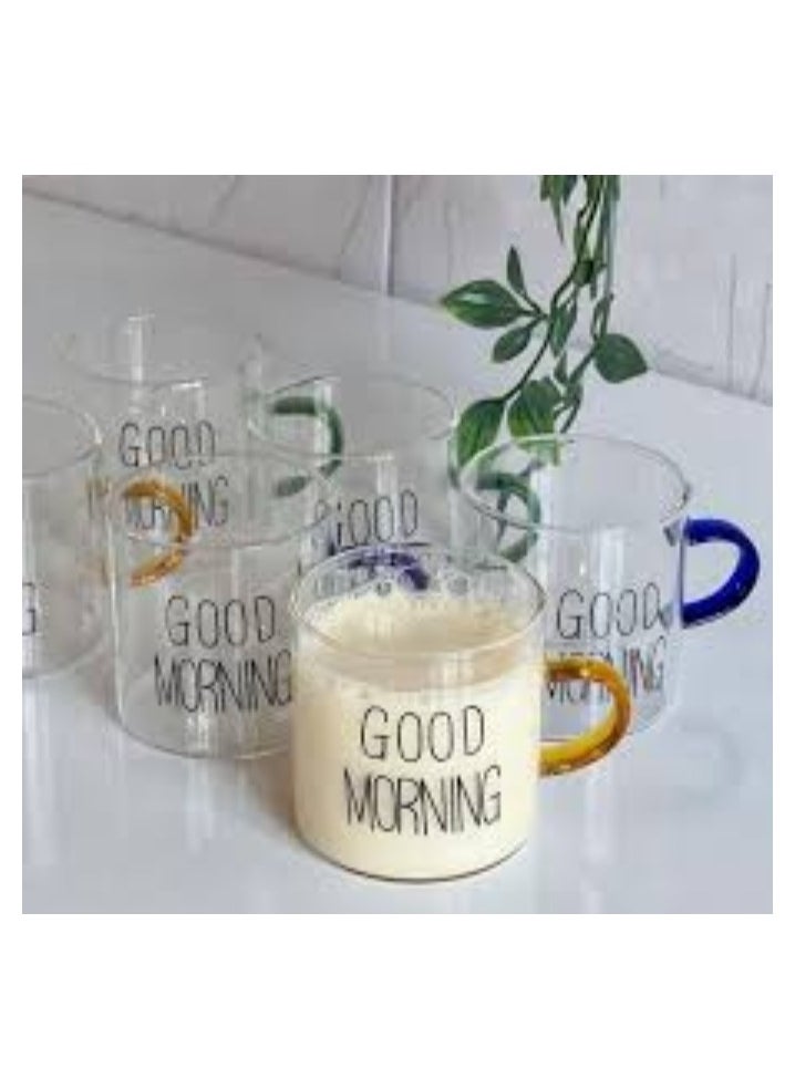 Generic Glass cup set with colored handles - 6 pieces for coffee and espresso  - Image 1