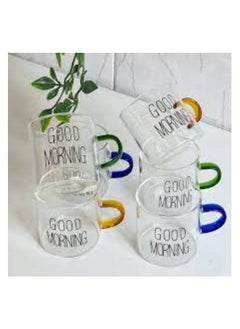 Generic Glass cup set with colored handles - 6 pieces for coffee and espresso  - Image 3