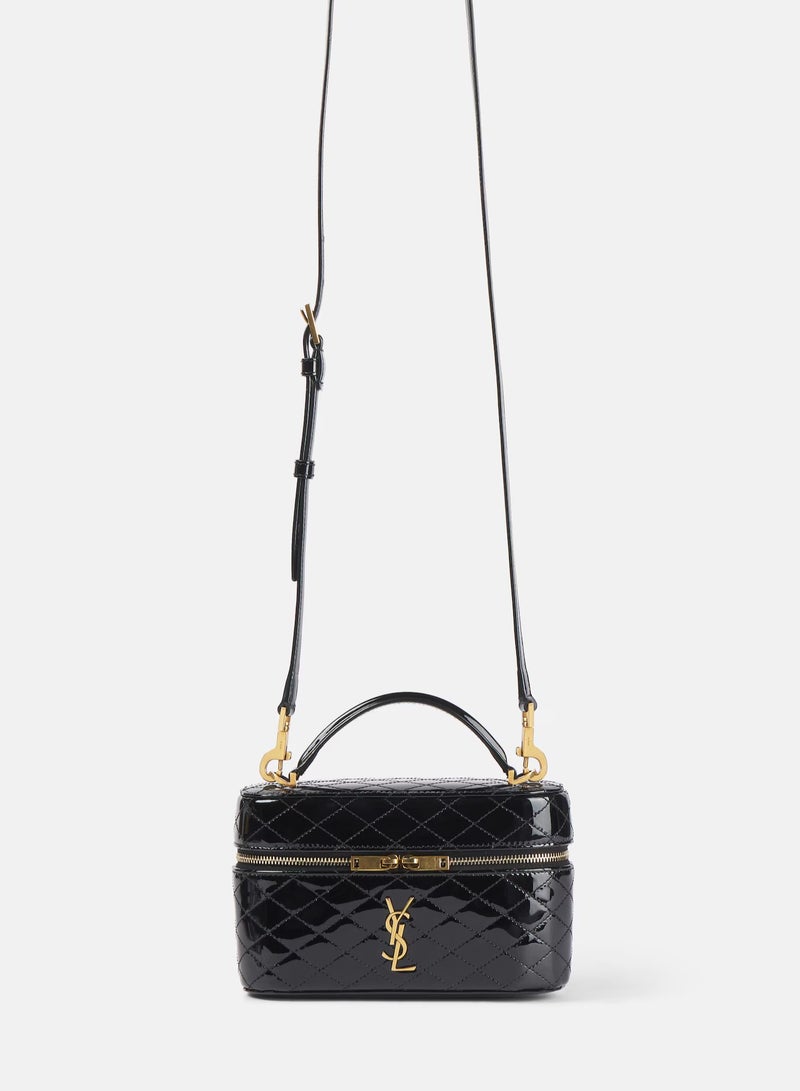 Yves Saint Laurent Saint Laurent Luxury Gaby Mini Vanity Bag, Women's Travel Vanity Bag, Women's Tote Bag, Women's Hand Bag, Women's Shoulder Bag, Women's Cross Body Glossy-Black  - Image 1
