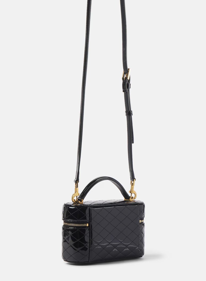 Yves Saint Laurent Saint Laurent Luxury Gaby Mini Vanity Bag, Women's Travel Vanity Bag, Women's Tote Bag, Women's Hand Bag, Women's Shoulder Bag, Women's Cross Body Glossy-Black  - Image 3