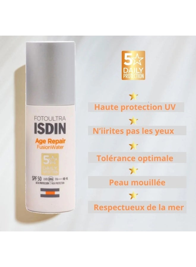 آيسدين سوتيكز كريم ISDIN FotoUltra Fusion Water Age Repair SPF 50 | واقي شمس خفيف الوزن للاستخدام اليومي | لمسة نهائية ناعمة ومرطبة - Image 3