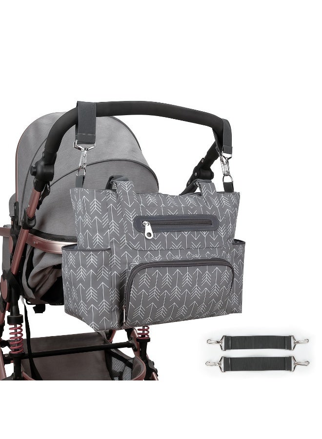 Multifunctional Waterproof Diaper Bag 7-Piece Set with Stroller Clips, Large Capacity Baby Tote with Changing Pad, Bottle Bag & Accessories, Travel Diaper Bag for New Mom Essentials, Machine Washable - Image 2