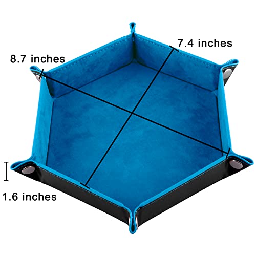 SIQUK 6 Pieces Dice Tray Hexagon Dice Rolling Holder Folding PU Leather Dice Trays for Dice Games Like RPG DND and Other Table GamesRed Blue Violet Black Green Yellow - Image 5