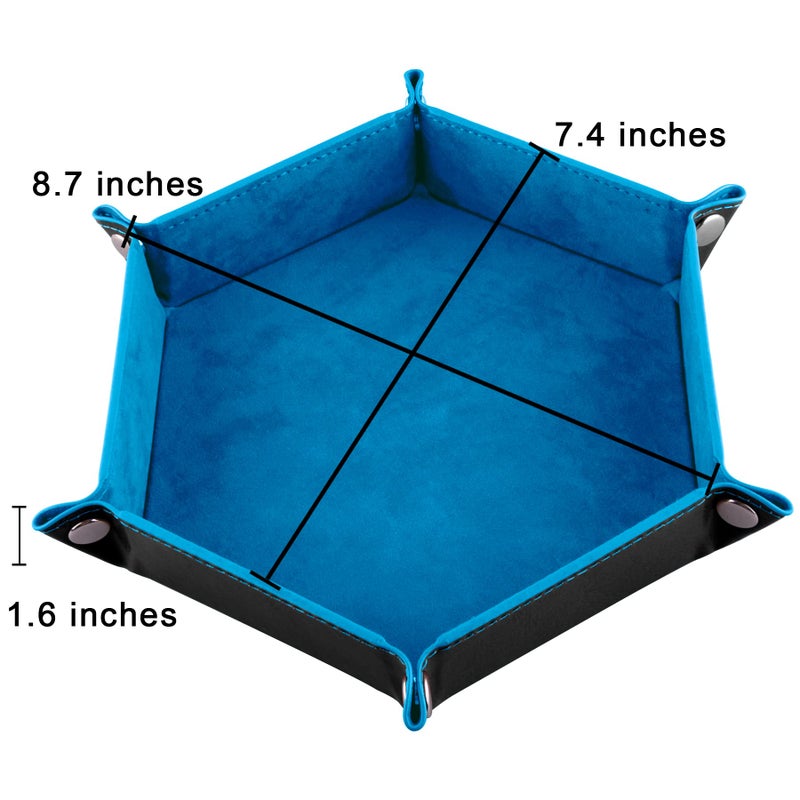 SIQUK 6 Pieces Dice Tray Hexagon Dice Rolling Holder Folding PU Leather Dice Trays for Dice Games Like RPG DND and Other Table GamesRed Blue Violet Black Green Yellow - Image 3