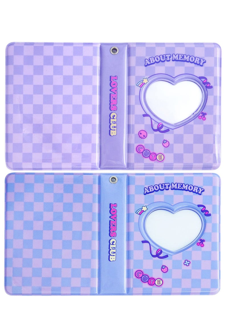 Excefore 3 Inch Mini Photo Album, 2 Pack Hollow Card Binder Album Kpop Holder with Pendant 40 Pockets Pink Blue - Image 2