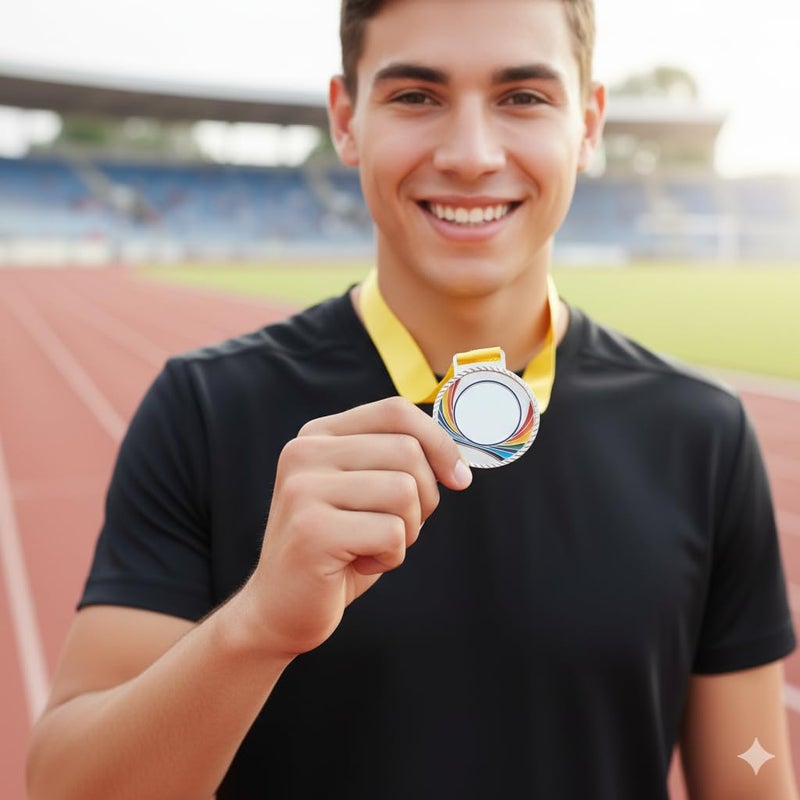 Canbee Sports Medal for School Winner, Olympic, Sports Champion, Cricket, Football, Badminton, Race, Volleyball, Basketball or Office RNR Rewards Madel (Premium Silver - 1 Medal) - Image 2
