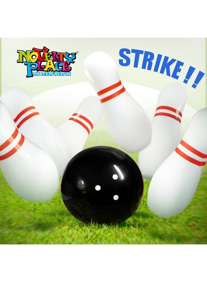 نوفيلتي بليس مجموعة البولينج القابلة للنفخ العملاقة من Novelty Place للأطفال والكبار، كرة واحدة مقاس 14 بوصة مع ستة دبابيس مقاس 22 بوصة - Image 2