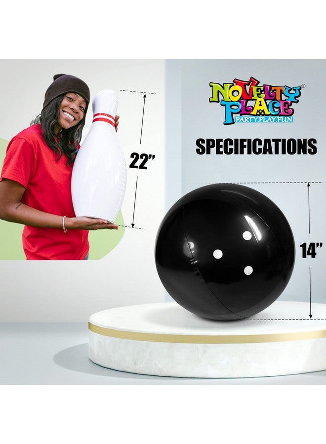 نوفيلتي بليس مجموعة البولينج القابلة للنفخ العملاقة من Novelty Place للأطفال والكبار، كرة واحدة مقاس 14 بوصة مع ستة دبابيس مقاس 22 بوصة - Image 4