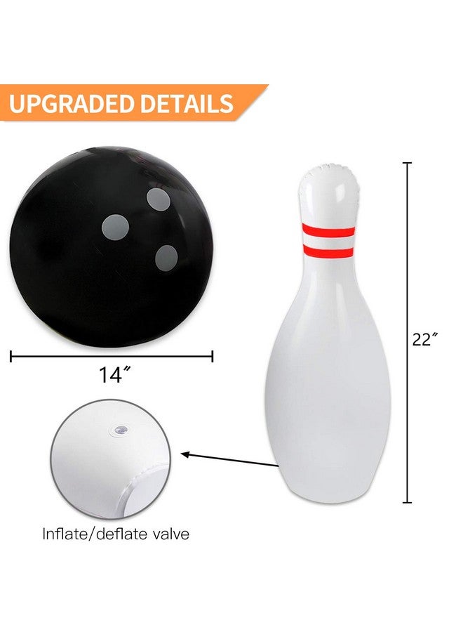 نوفيلتي بليس مجموعة البولينج القابلة للنفخ العملاقة من Novelty Place للأطفال والكبار، كرة واحدة مقاس 14 بوصة مع ستة دبابيس مقاس 22 بوصة - Image 3