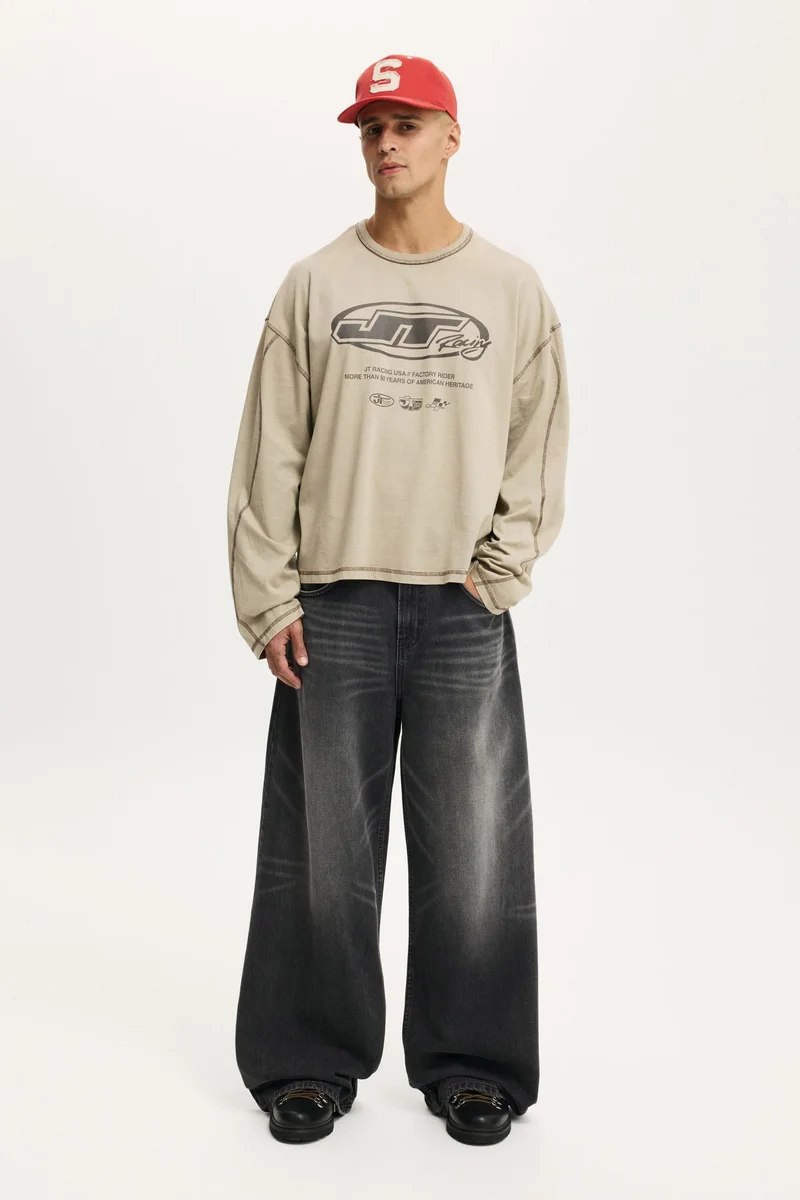 كوتون اون Cropped Fit Honda X Jt Racing Long Sleeve T-Shirt
