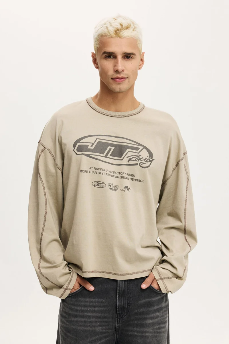 كوتون اون Cropped Fit Honda X Jt Racing Long Sleeve T-Shirt