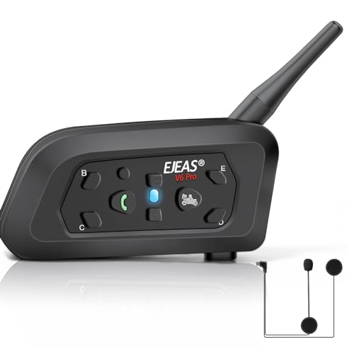 EJEAS Motorcycle Helmet Bluetooth Headset V6 Pro, 2-Way 1200M Motorbike Intercom Communication System for Ski/ATV/Dirt Motorbike/Off Road, Full-face Flip-up Helmets (1 Pack) - Image 1
