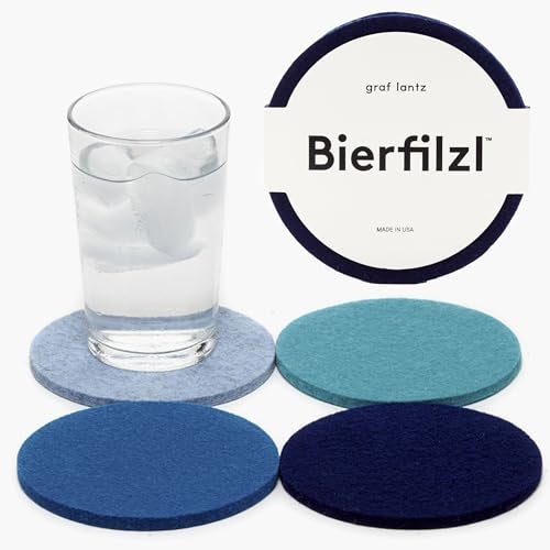Graf Lantz - Bierfilzl Merino Wool Round Coasters Set of 4 - Ocean (4" Circles) - Absorbs 30% of Weight - German Wool - Heat Resistant, Sustainable, & Reusable - Home Decor & Coffee Table Decor - Image 1