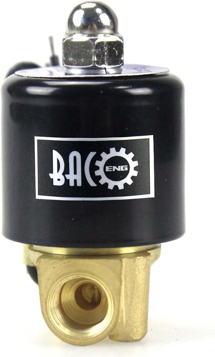 BACOENG 1/4" DC12V Electric Solenoid Valve (NPT, Brass, Normally Closed) - Image 1