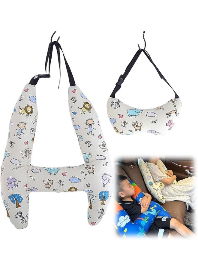 مخدة دعام الرأس شكل H للنوم في السيارة للأطفال الصغار والرضع لتوفير دعم كامل للرأس والجسم في مقعد السيارة وسادة سفر طرية للبالغين والأطفال لتحسين مستوى راحة الرأس والجسم - Image 1