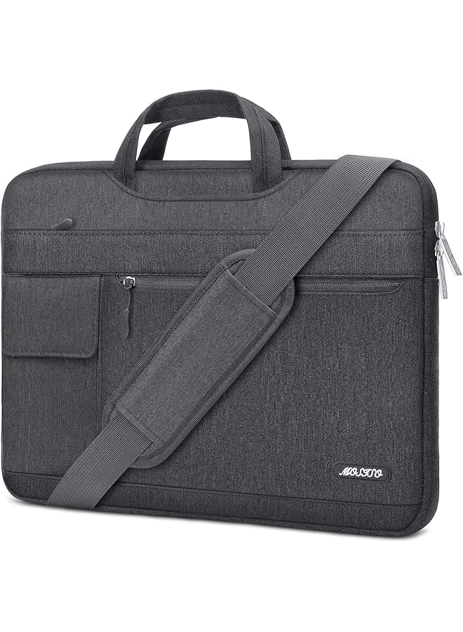 Mosiso حقيبة كتف لابتوب MOSISO متوافقة مع ماك بوك برو 16 بوصة 2023-2019 M3 A2991 M2 A2780 M1 A2485 A2141/برو 15 A1398، لابتوب 15-15.6 بوصة، حقيبة حافظة من البوليستر، رمادي فضائي