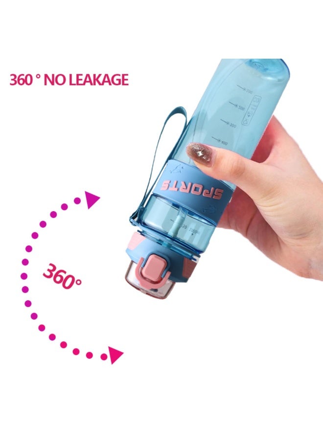 Twisoo Sports Water Bottle - 1000ml Leak Proof Gym Bottle, BPA Free, Food Grade Plastic and Silicone, Ideal for Hydration at the Gym, Office, or On-the-Go (Aqua  ) - Image 2