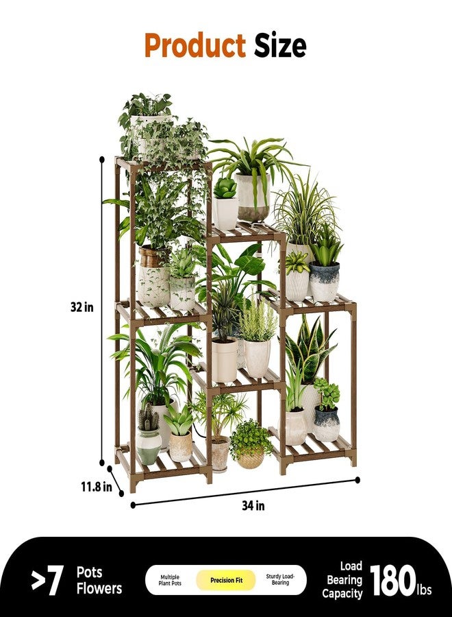 Bamworld Plant Stand with Grow Light Plant Shelf for Mutiple Pots 3 Tiers Ladder Plant Holder for Living Room Patio Boho Home Decor for Gardening Warm Light - Image 5
