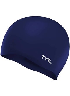TYR Wrinkle Free Silicone Swim Cap For Men & Women (Navy)  - Image 1