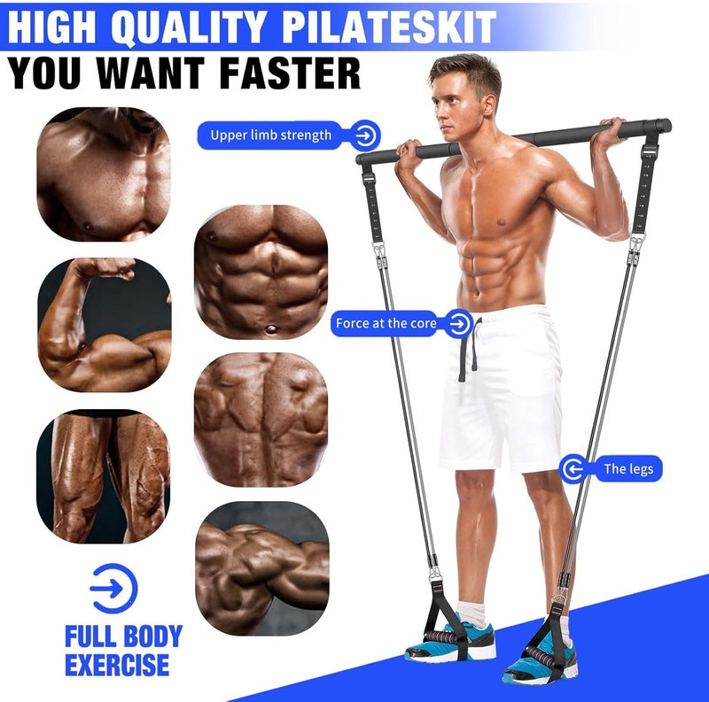 Bbtops Pilates Bar Kit with Resistance Bands,Pilates Bar with Stackable Bands Workout Equipment for Legs,Hip,Waist and Arm,Exercise Fitness Equipment for Women & Men Home Gym Yoga Pilates - Image 5
