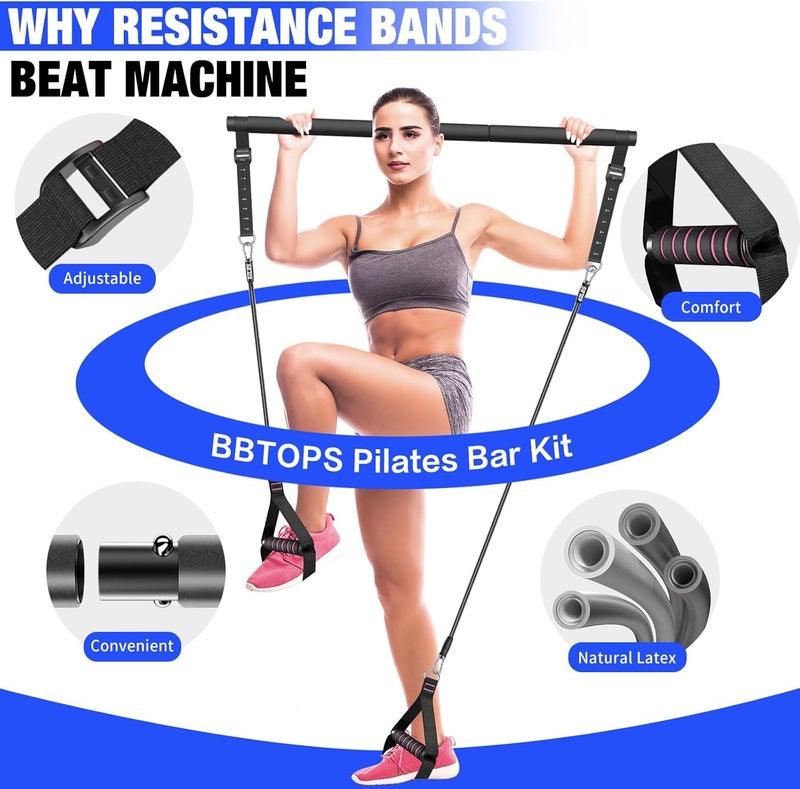 Bbtops Pilates Bar Kit with Resistance Bands,Pilates Bar with Stackable Bands Workout Equipment for Legs,Hip,Waist and Arm,Exercise Fitness Equipment for Women & Men Home Gym Yoga Pilates - Image 4