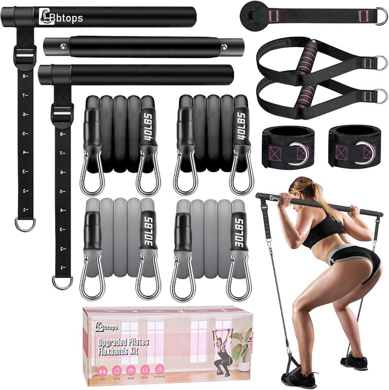 Bbtops Pilates Bar Kit with Resistance Bands,Pilates Bar with Stackable Bands Workout Equipment for Legs,Hip,Waist and Arm,Exercise Fitness Equipment for Women & Men Home Gym Yoga Pilates - Image 1