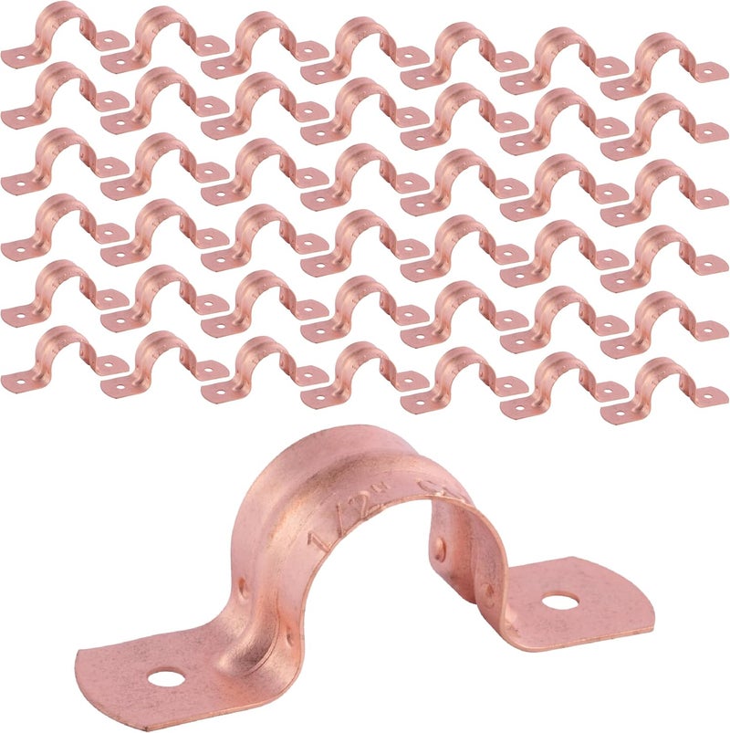 Holdrite 1/2 Inch Copper 2-Hole Strap, 50 Pack, Pipe Support, CPS05050 - Image 1