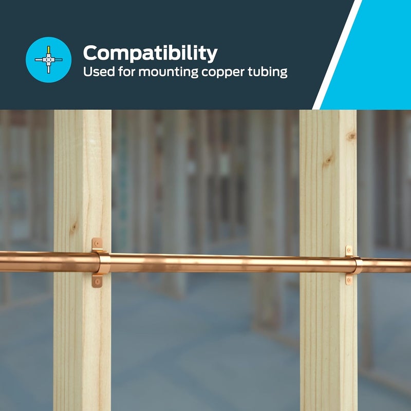 Holdrite 1/2 Inch Copper 2-Hole Strap, 50 Pack, Pipe Support, CPS05050 - Image 3