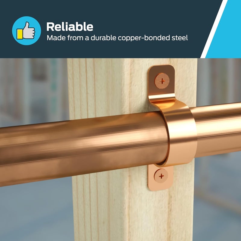 Holdrite 1/2 Inch Copper 2-Hole Strap, 50 Pack, Pipe Support, CPS05050 - Image 5