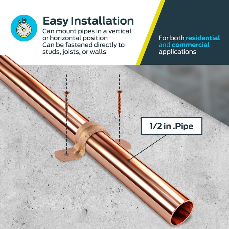 Holdrite 1/2 Inch Copper 2-Hole Strap, 50 Pack, Pipe Support, CPS05050 - Image 4