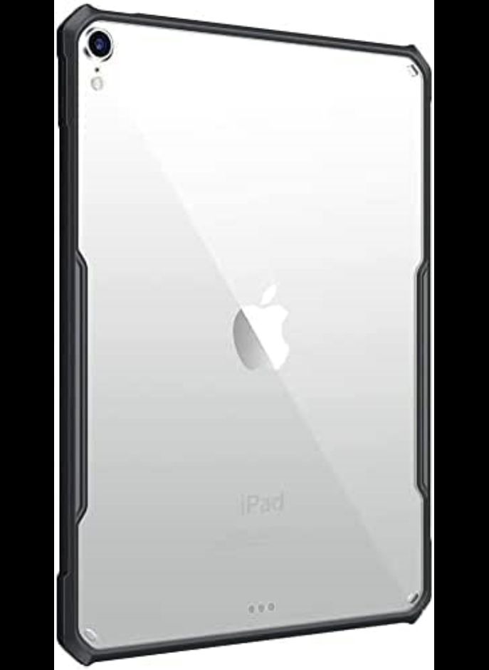 iPad Air 4 Case 10.9 Inch 2020, [Support Apple Pencil Charging], Flexible TPU Air-Pillow Edge Bumper, Ultra Slim, Transparent Hard PC Back Cover Shell (Black)