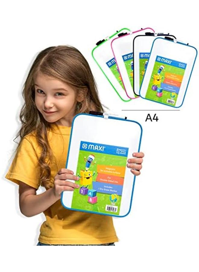 Maxi 2 Sided Dry Wipe Whiteboard A4 Assorted Color Plus 4Pcs Slim Whiteboard Colour Markers 1 2Mm Child Safe Non Toxic Inks For Kids Adult Student Office School Works On Most Non Porous Surfaces - Image 2