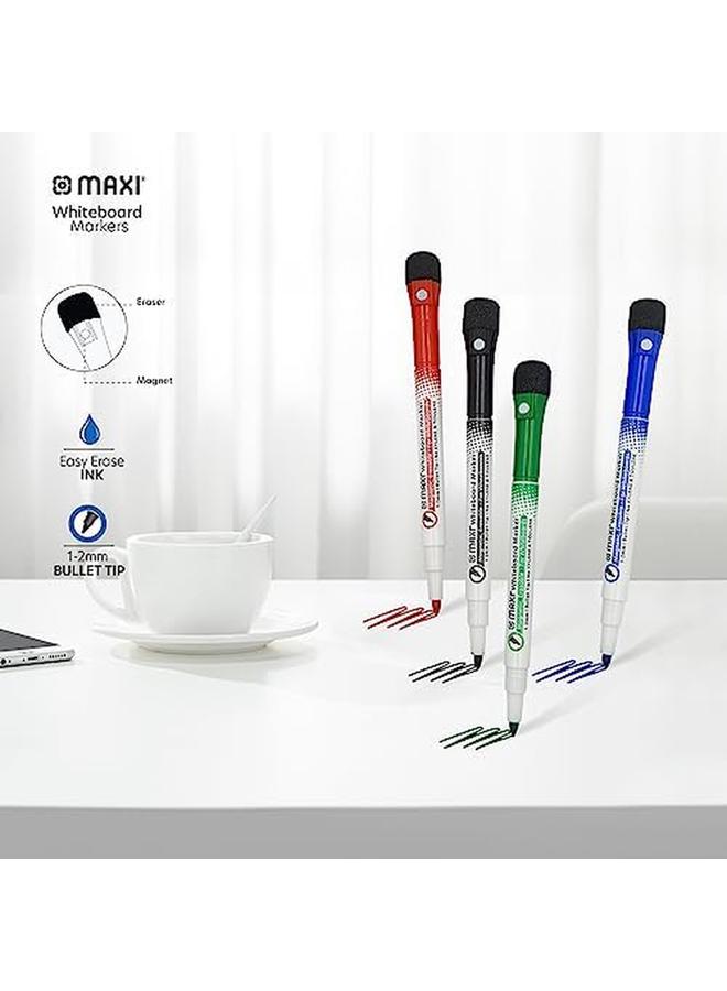 Maxi 2 Sided Dry Wipe Whiteboard A4 Assorted Color Plus 4Pcs Slim Whiteboard Colour Markers 1 2Mm Child Safe Non Toxic Inks For Kids Adult Student Office School Works On Most Non Porous Surfaces - Image 3
