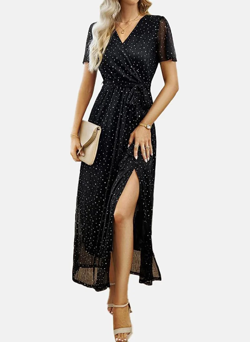 YUNIQEE Women Black Embellished Maxi Dress