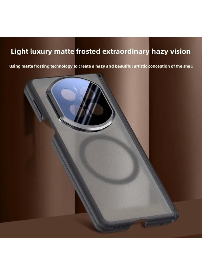 Magnetic Case for Huawei Mate X7, 【Support Wireless Charging】 Frosted Matte Translucent Case Double-Sided Frame Protection Shockproof Cover with Camera Kickstand - Image 4