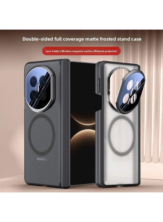 Magnetic Case for Huawei Mate X7, 【Support Wireless Charging】 Frosted Matte Translucent Case Double-Sided Frame Protection Shockproof Cover with Camera Kickstand - Image 2