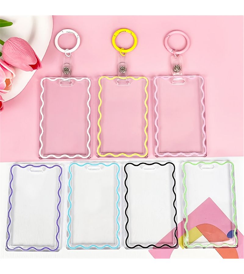 Transparent Card Holder Keychain 3 Pack Random Colors ID Bank Protective Cover - Image 3