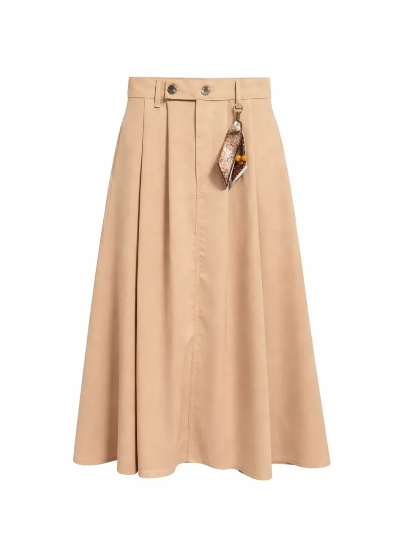 ميكسراي MIXRAY High Waist A-Line Midi Skirt with Accessories