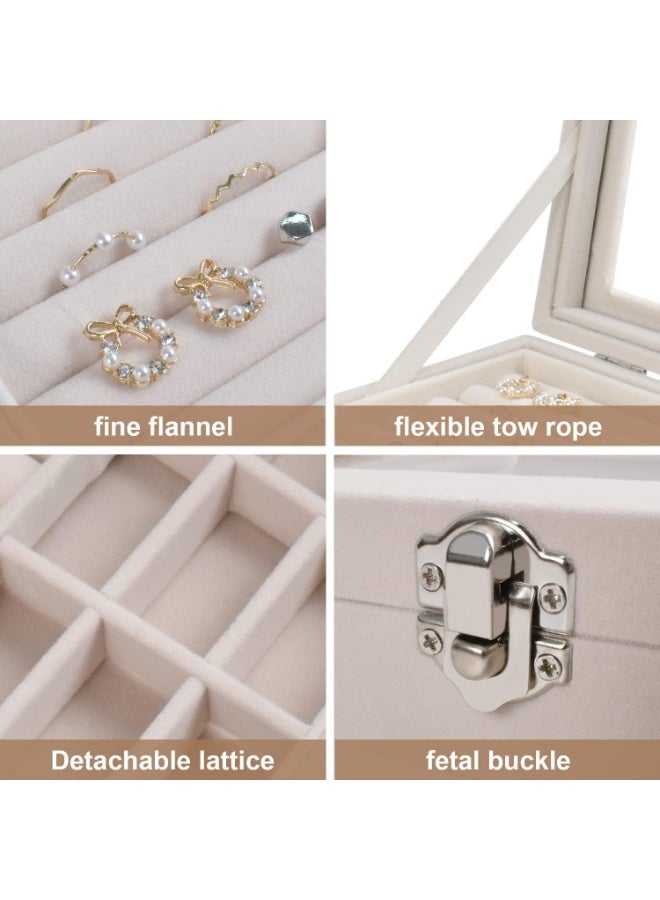 Jewelry Boxes with Acrylic Lid, 9 Grids, Jewelry Storage, Jewelry Case, Women's Jewelry Box, Travel, Decorative Necklace, Earrings, Ring, Jewelry Box, Clear Jewelry Storage Box, Beige - Image 4
