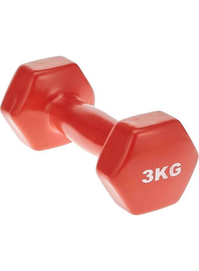 DUNISO 2 قطع دمبل، دمبل للياقة البدنية، دمبل لرفع الأثقال مع مقابض مضادة للانزلاق، قوية ومتينة، مناسبة للياقة البدنية، الاستخدام المنزلي، التمارين، رفع الأثقال، اليوغا، 3 كجم لكل منها، أحمر - Image 1